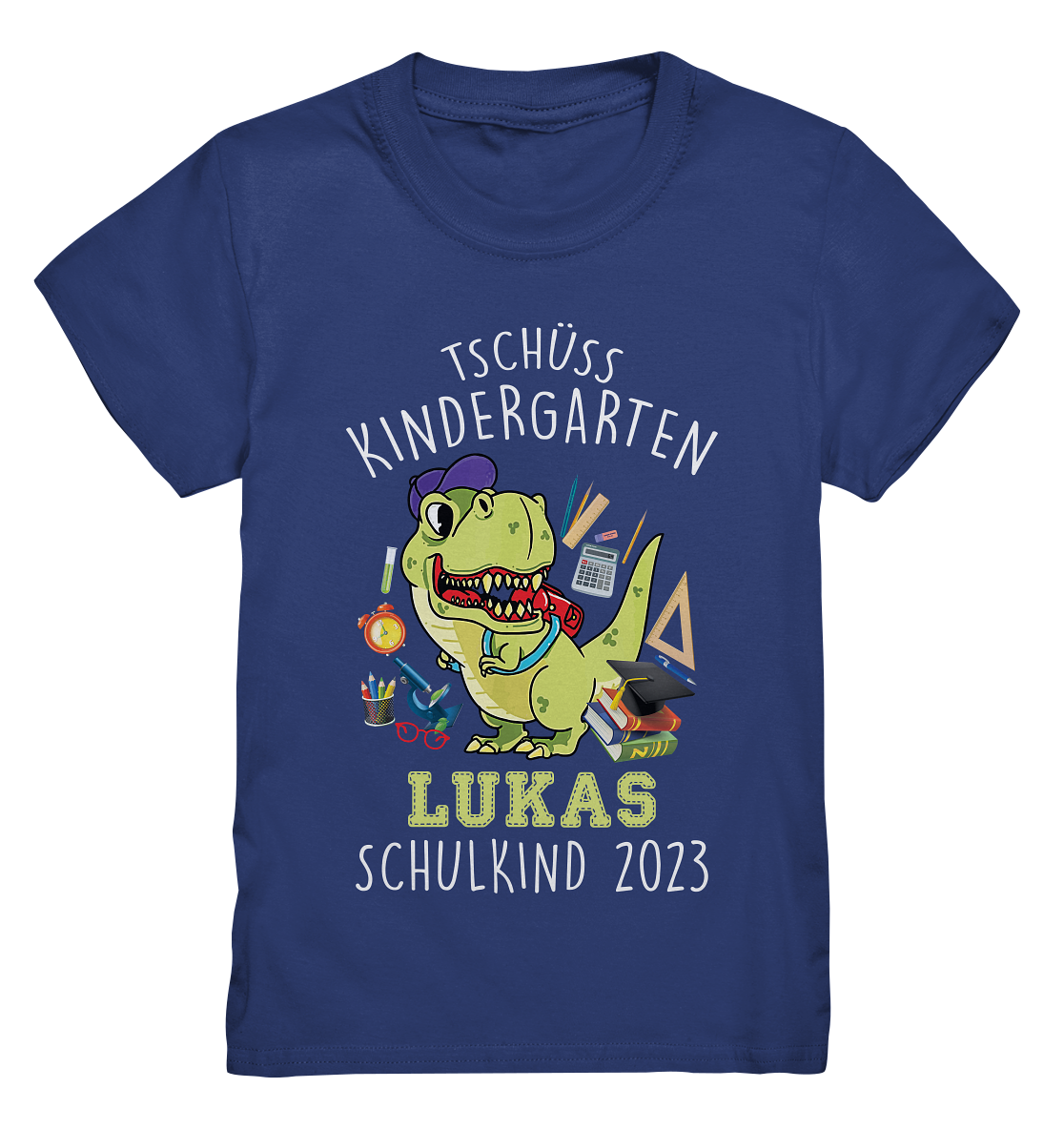 Dinosaurier Schulkind 2024 personalisiertes Kindershirt